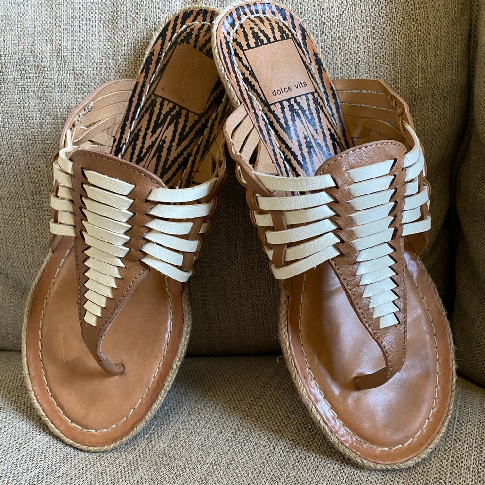 Cream and tan Dolce Vita sandals
